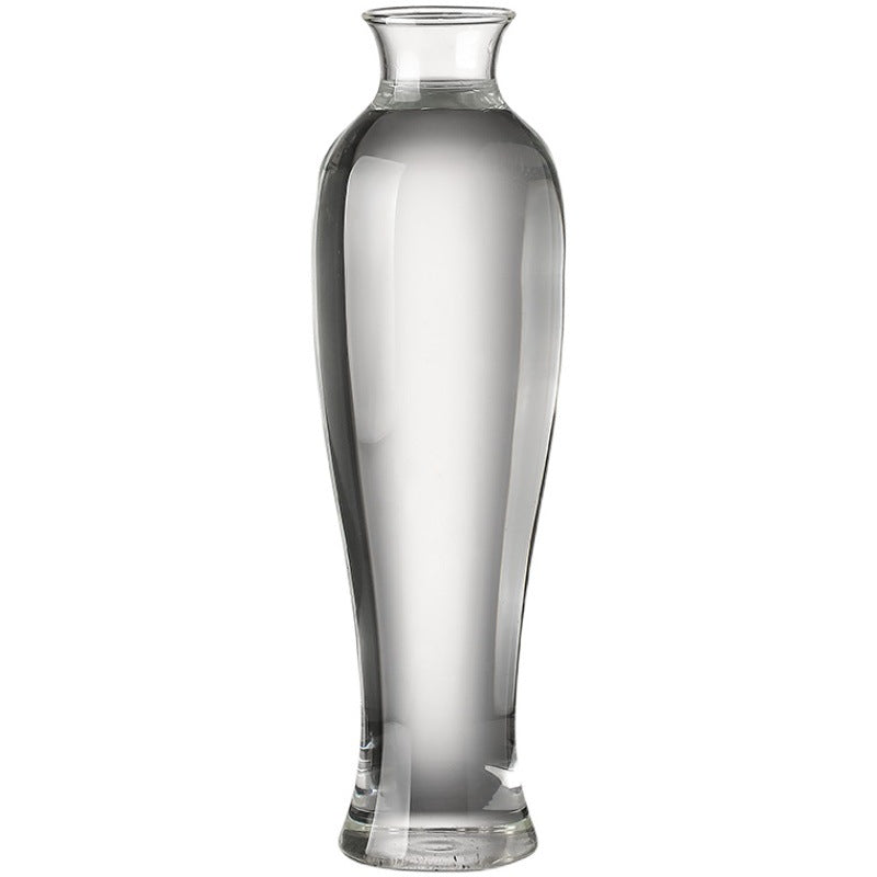 Clear Glass Vase, Chinese Zen Style Guanyin Bottle Vase, Hydroponic Flower Arrangement Vase, Transparent Floral Container for Living Room & Dining Table Decor